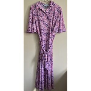 Tuckernuck Maxi Pink Floral Dress Ruffle Sleeves Belted